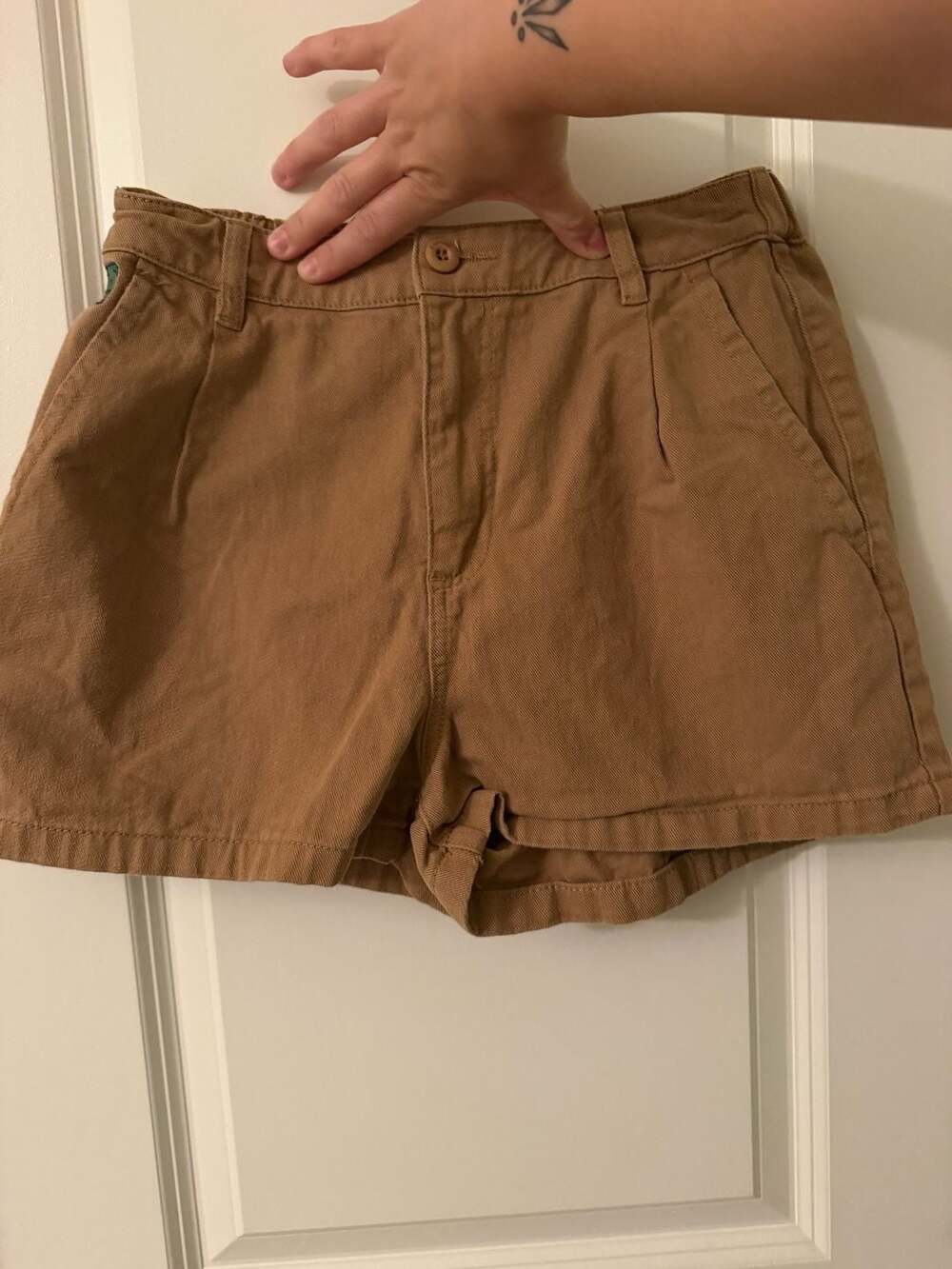Empyre Brown Pleated Utility Chino Shorts Size Small